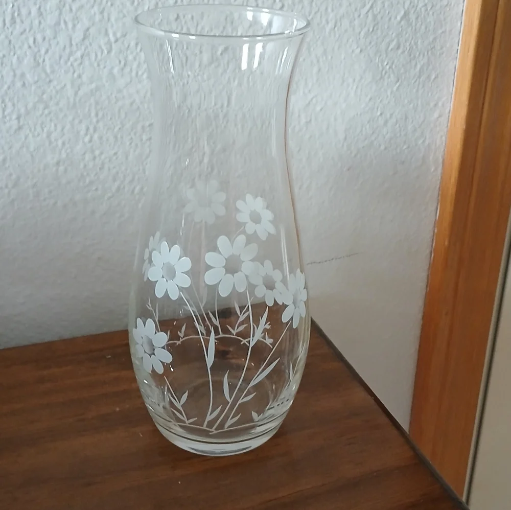 Crystal Etched Vase, Pasabache Glass, Etched Floral, Made In Turkey, Giftware